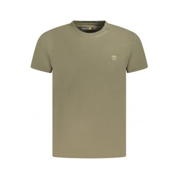 Tricou barbati - cu logo brodat - Slim fit - Verde inchis