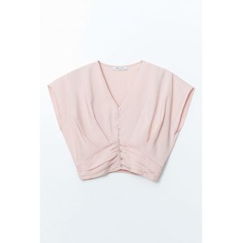 Tricou cu decolteu in V si nasturi