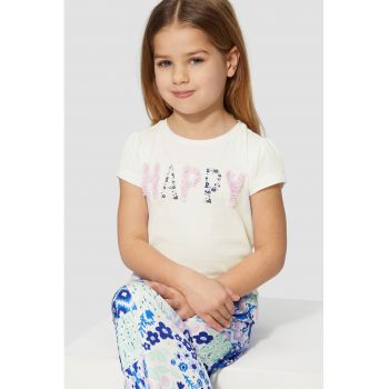 Tricou cu decolteu la baza gatului si imprimeu