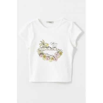 Tricou cu decolteu rotund si imprimeu