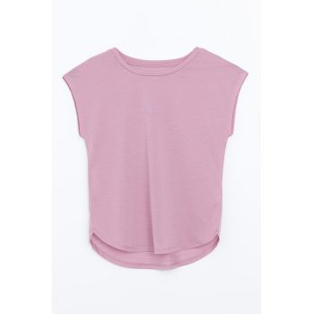 Tricou cu decolteu rotund si model uni