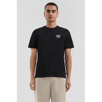 Tricou de bumbac cu decolteu la baza gatului