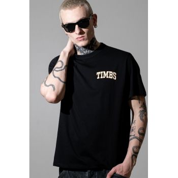 Tricou de bumbac cu decolteu la baza gatului