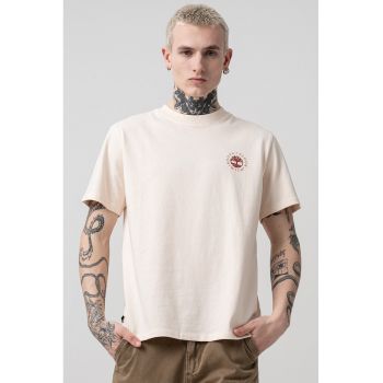 Tricou de bumbac cu decolteu la baza gatului