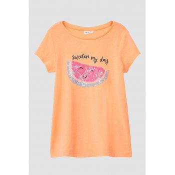 Tricou de bumbac cu paiete
