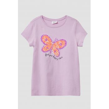 Tricou de bumbac cu paiete