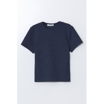 Tricou din amestec de bumbac cu decolteu rotund