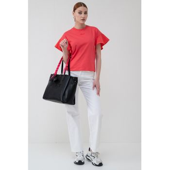 Tricou din amestec de bumbac organic cu decolteu la baza gatului