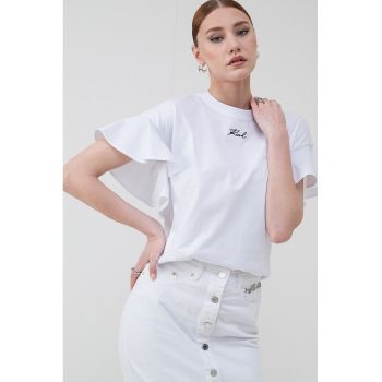 Tricou din amestec de bumbac organic cu decolteu la baza gatului