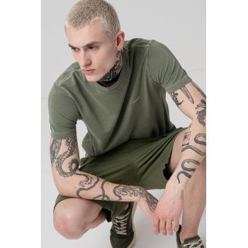 Tricou din bumbac cu decolteu la baza gatului