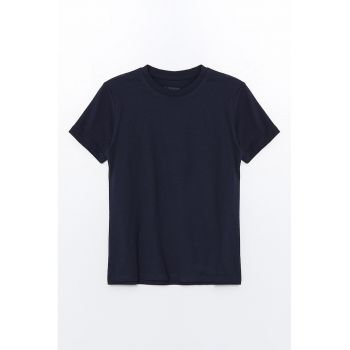 Tricou din bumbac cu decolteu la baza gatului