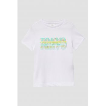 Tricou din bumbac cu imprimeu text