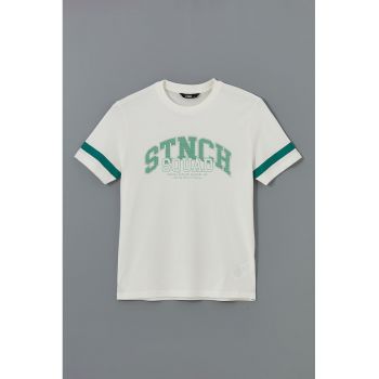 Tricou din bumbac cu imprimeu text