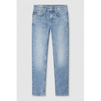 Blugi skinny cu aspect decolorat
