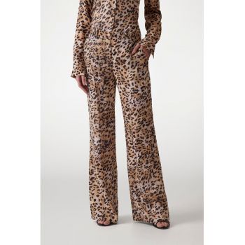 Pantaloni din amestec de lyocell cu model animal print