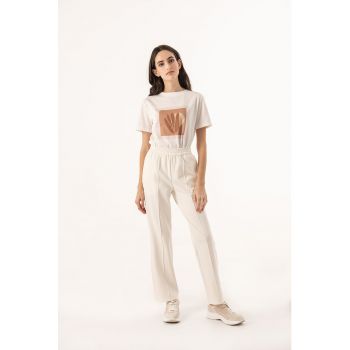 Pantaloni sport drepti cu talie inalta