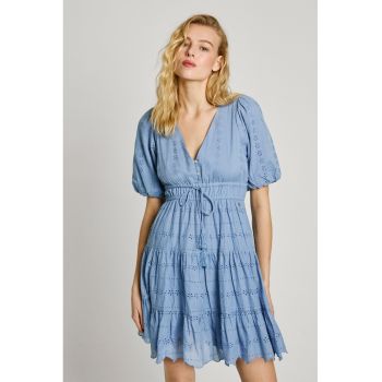 Rochie cu decolteu in V si maneci bufante