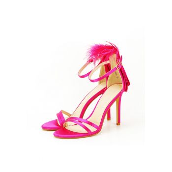 Sandale elegante fucsia cu pene BSX8005 128 13130