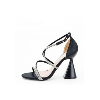 Sandale negre elegante cu toc conic BD116 130 15011