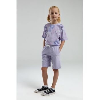Set de tricou din bumbac si pantaloni scurti cu imprimeu text - 2 Piese