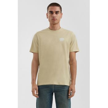 Tricou de bumbac cu decolteu la baza gatului