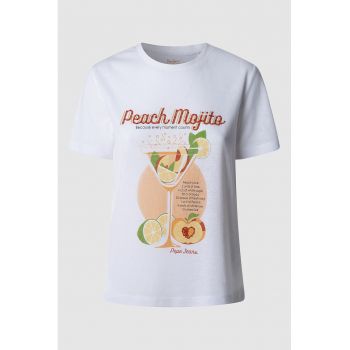 Tricou de bumbac cu imprimeu cocktail