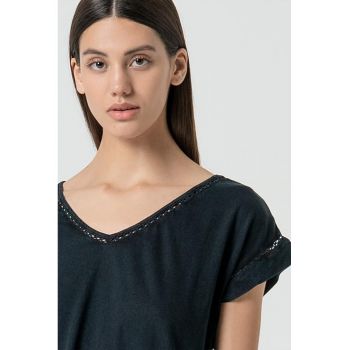 Tricou de bumbac organic cu decolteu in V