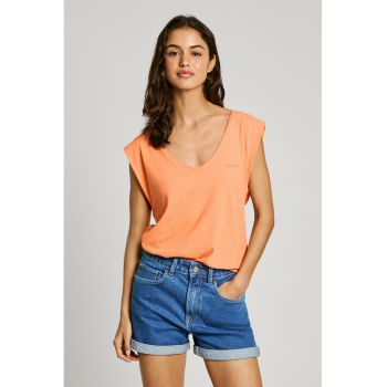 Tricou de bumbac si in cu decolteu in V