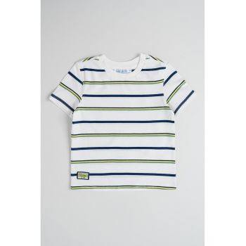 Tricou din bumbac cu model in dungi