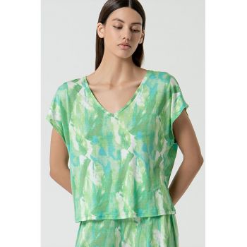 Tricou din lyocell cu decolteu in V