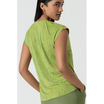 Tricou fara maneci - cu model si decolteu in V