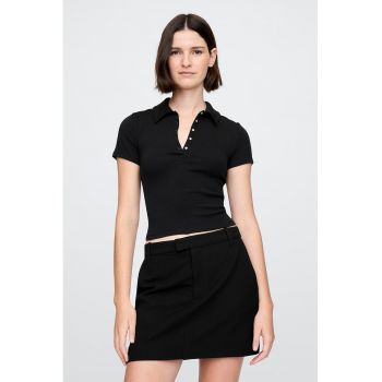 Tricou polo crop din amestec de modal