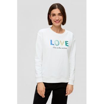Bluza de trening cu maneci cazute si imprimeu text
