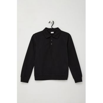 Bluza sport din amestec de bumbac cu guler polo