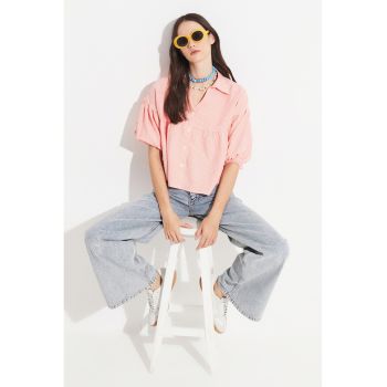 Camasa cu model in carouri si maneci bufante