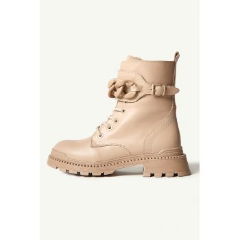 Ghete de piele cu varf rotund