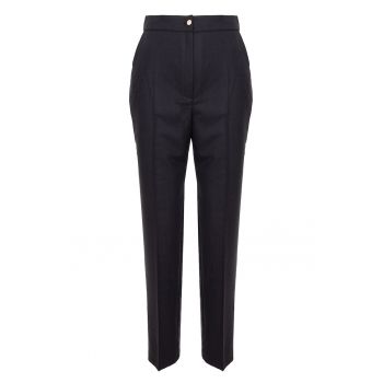Pantaloni de lana cu talie inalta
