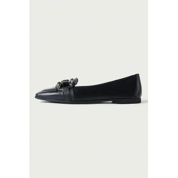 Pantofi loafer de piele cu varf patrat