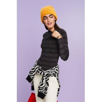 Pulover slim fit cu insertii stralucitoare