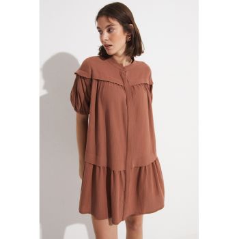 Rochie-camasa evazata din amestec de in