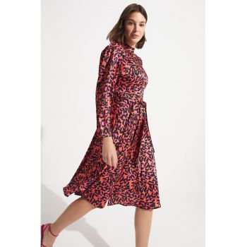 Rochie cu croiala in A si animal print
