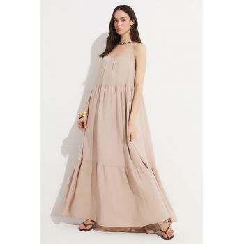 Rochie maxi evazata cu bretele inguste