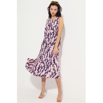 Rochie midi cu croiala dreapta si model floral