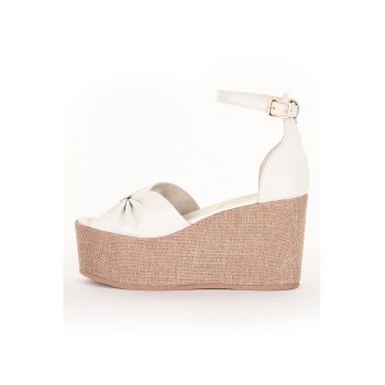 Sandale wedge de piele cu funda Stella