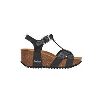 Sandale wedge de piele ecologica