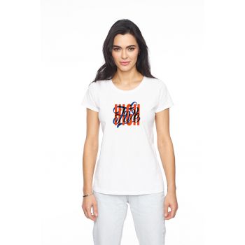 Tricou de bumbac cu imprimeu text