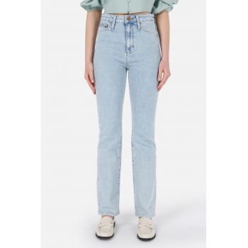 Blugi slim fit cu talie inalta