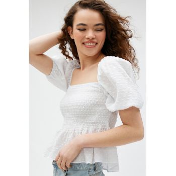 Bluza texturata cu maneci bufante
