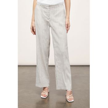 Pantaloni din amestec de in cu croiala ampla