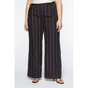 Pantaloni din amestec de in si lyocell cu dungi
